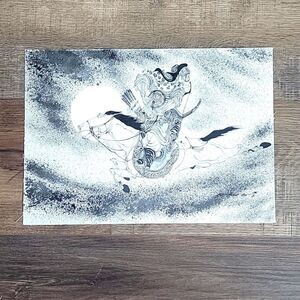 Original ink drawing  Samauri on horseback signed  11.5"X16.5"